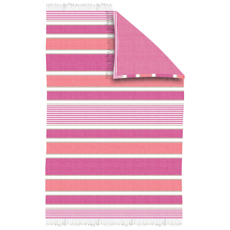 PAREO-TOALLA 100X150 RAYAS FLECOS ANDONI FUCSIA