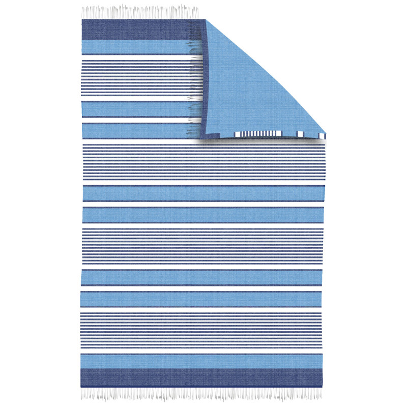 PAREO 100X150 RAYAS FLECOS KALEN AZUL