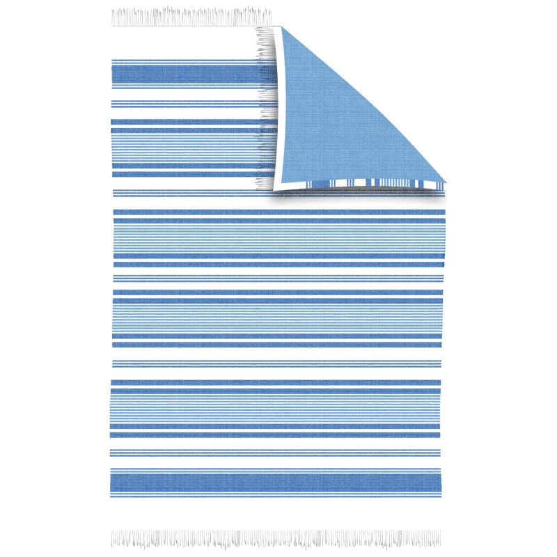 PAREO 100X150 RAYAS FLECOS SOGLE AZUL