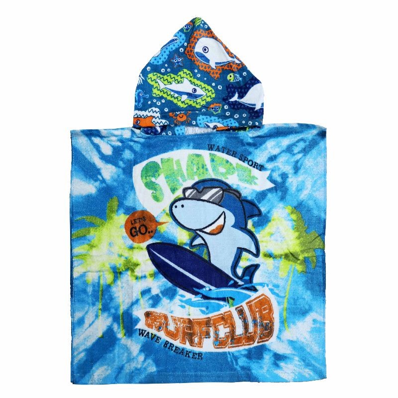 PONCHO 60X120 ESTAMPADO BABYSHARK