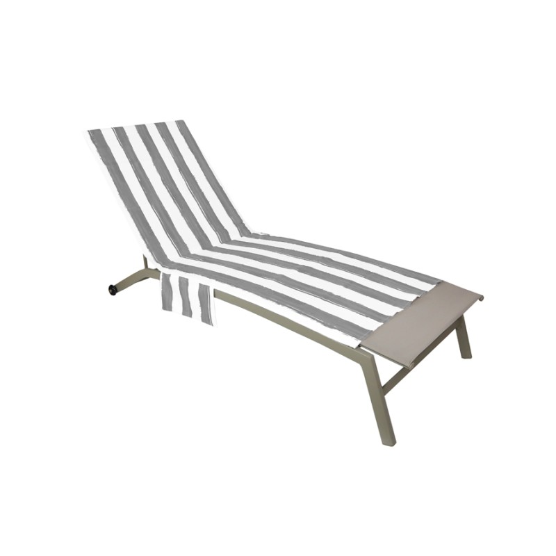 TOALLA TUMBONA 80X190 CM CON AJUSTES Y BOLSILLOS ESTRIBE GRIS