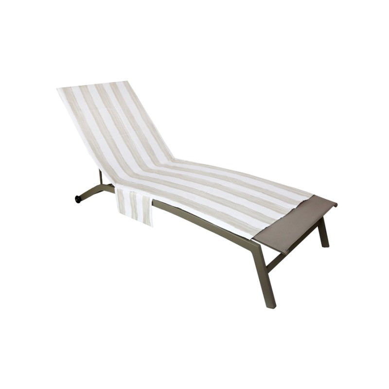 TOALLA TUMBONA 80X190 CM CON AJUSTES Y BOLSILLOS ESTRIBE ARENA