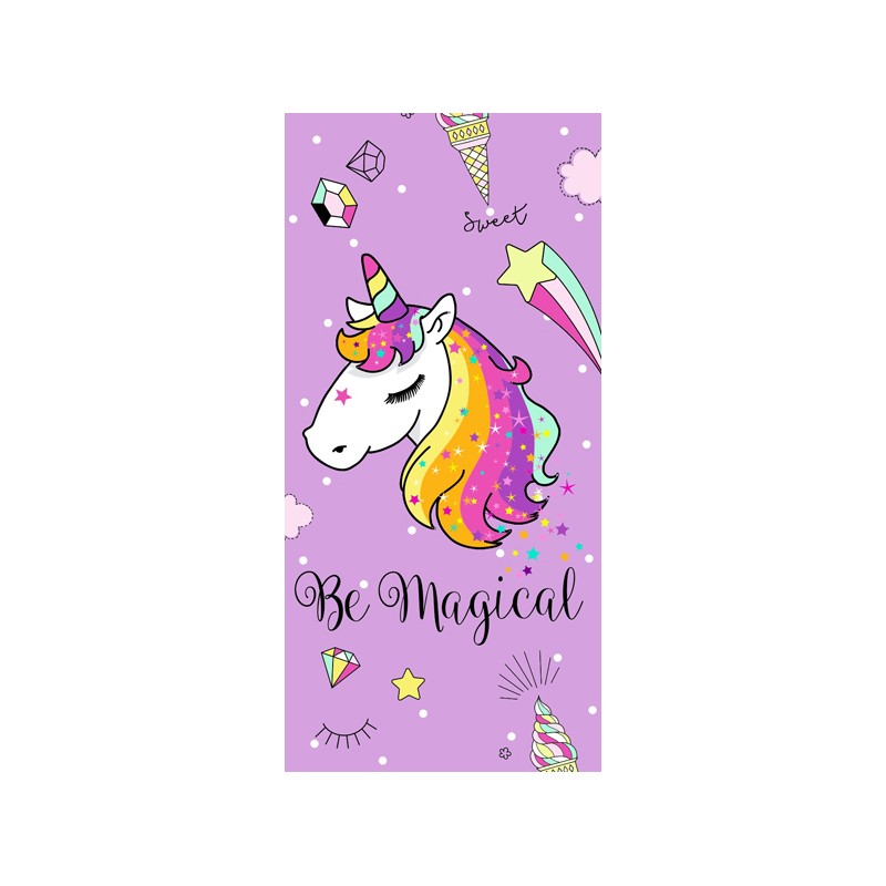 TOALLA 75X150 TERCIOPELO ESTAMPADA MAGICAL MALVA